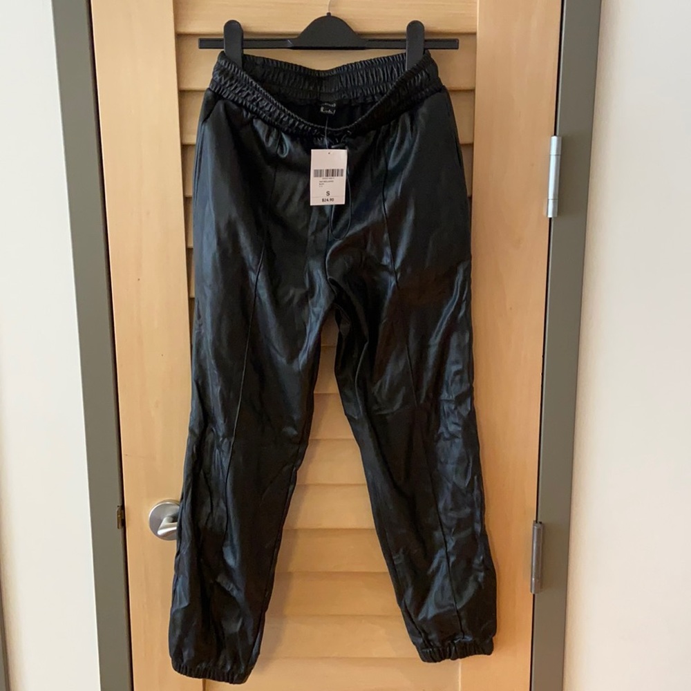 Faux leather joggers